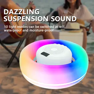 Floating Waterproof Bluetooth-compatible Speaker, Pool Bathroom Outdoor Use, RGB Lights, 10 Modes, Wireless Hands-Free Call, Portable Mini Speaker