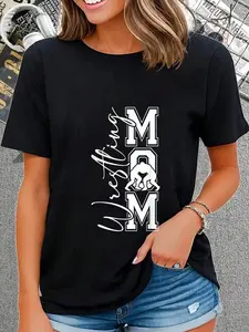 Women Wrestling Mom Funny T-Shirt, Wrestler Mom Graphic Tee, 100% Cotton Shirt for Women, Mothers Day Gift, Sports Mom Top
