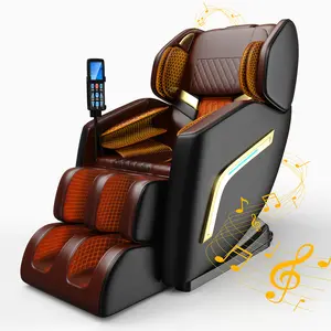 Full-body massage chair with heating function, zero-gravity acupressure massage, kneading recliner, Bluetooth, USB charging port, touchscreen controller/phone holder.