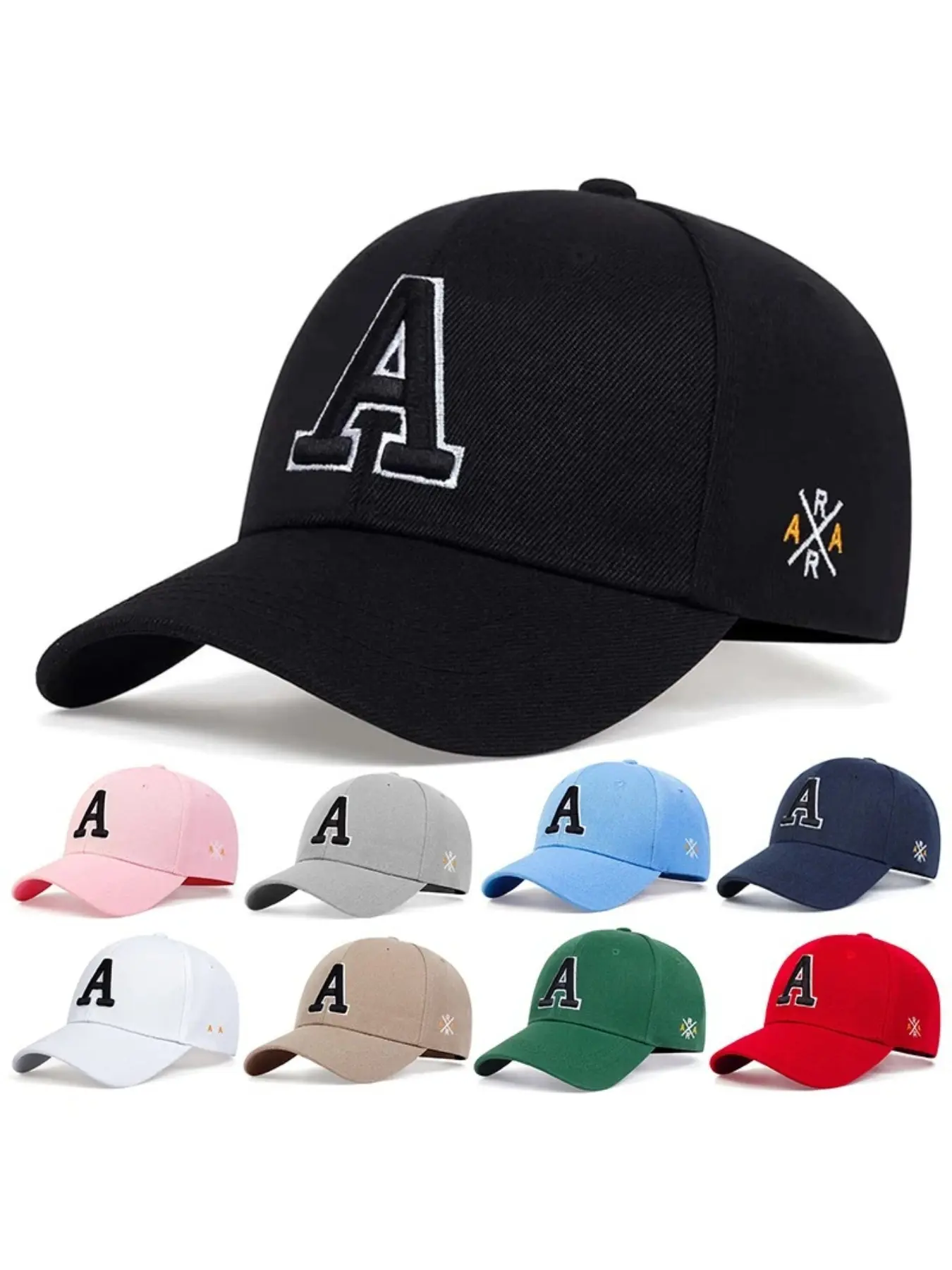 A Letter Summer New Arrival Versatile Simple and Stylish Casual Sports Cap Baseball Cap for Men and Women Couples Outdoor Baseball Cap Cross-border Baseball Cap Polyester Baseball Cap Sports Outdoor Hats