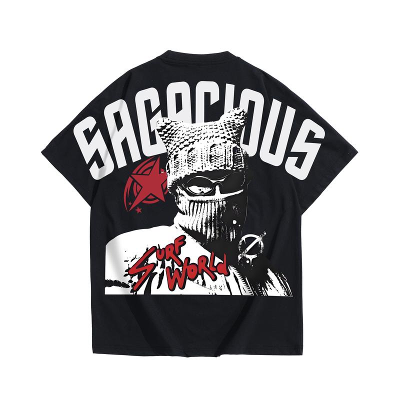 Oversized Street Graphic Slogan Cropped T-Shirt With Loose Fit Men's Cropped Tops, Streetwear