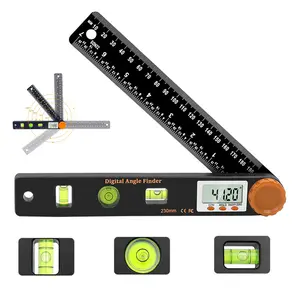 【PWDET】7 Inch Digital Angle Finder ±0.5°Accuracy 0-360°LCD Digital Protractor with Horizontal Vertical Bubble Levels and Ruler Meter Accurate Angle Gauge for Carpenters, Woodworkers, Fabricators