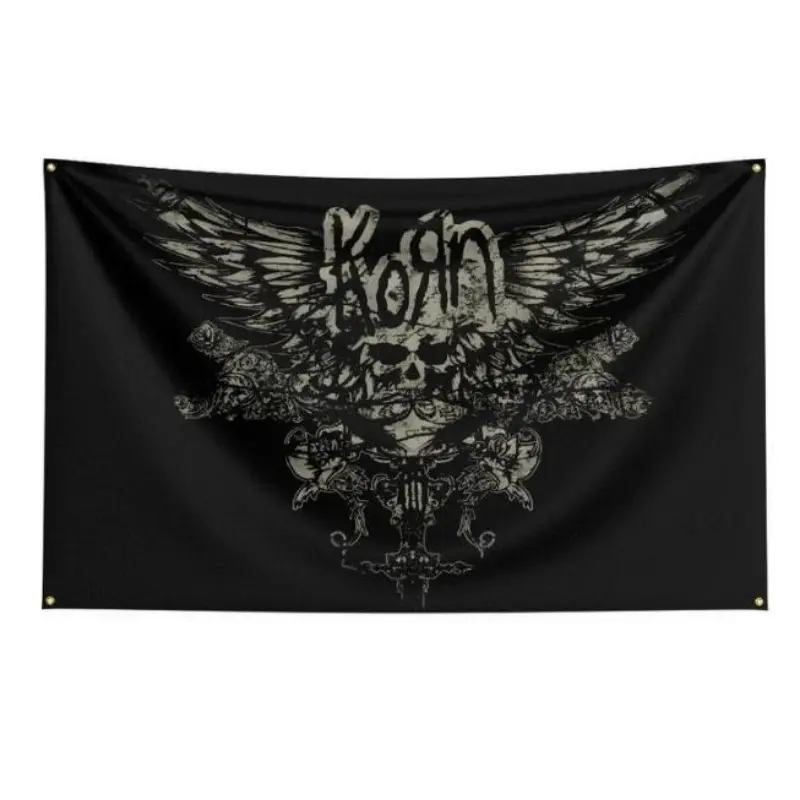 Korn Metal Rock Band Polyester Flag Banner Tapestry Wall Hanging Art - Strong 30*40in Hand Wash Home Decor, Halloween Room Decor Accessory for Bedroom, Outdoor Use, Multi-Size