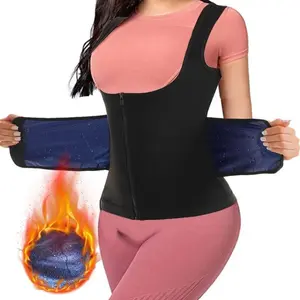 Women's Waist Trainer Sauna Sweat Vest Suit Workout Sweat Belt Heat Suit with Zipper Body Shaper