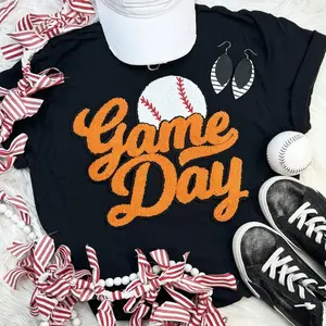 Baseball Orange Game Day Chenille Patch
