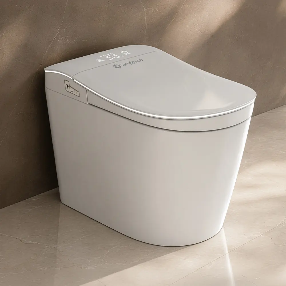 Sanyipace Smart Toilet with Bidet Built in Independent Front Feminine Wash | Heated Seat,Warm Water&Air Dryer,1.2 GPF Foot Kick &Auto Flush,Built-In Water Tank, Dual Nozzles,Silent Slow Close,ECO Mode