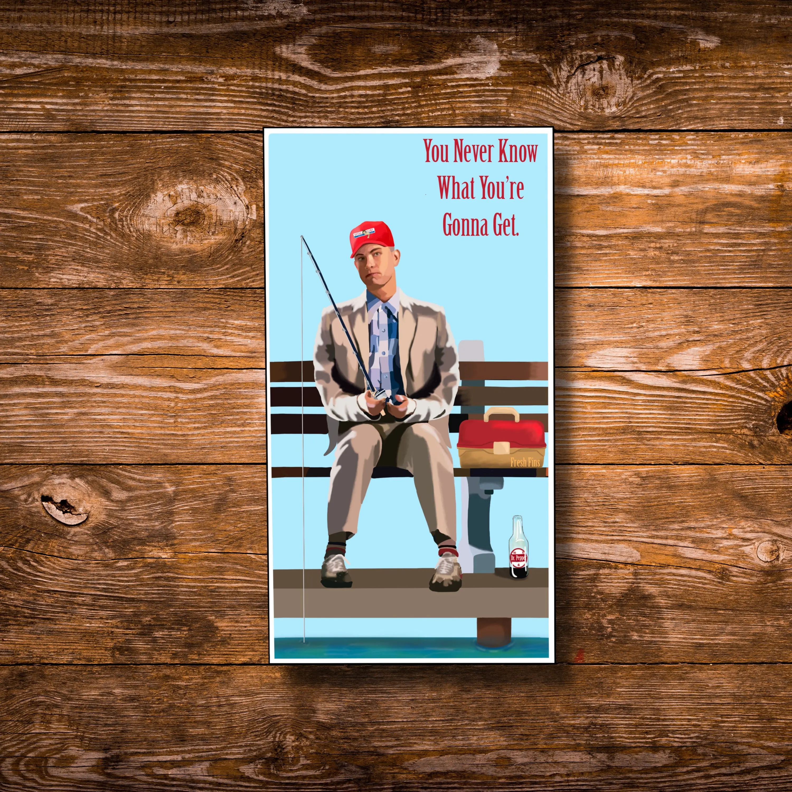 Forrest Gump Fishing Sticker, Bubba Gump Sticker, Fishing Sticker, Tacklebox, Dock Fishing, Classic Movie Sticker, Fishing Gift