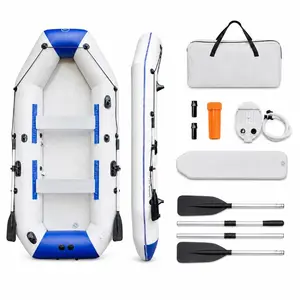 10'×4.6FT Drop-Stitch Rigid Floor Inflatable Fishing Dinghy, Stable Foldable Boat with Built-In Rod Holders for Lake Fishing & Camping