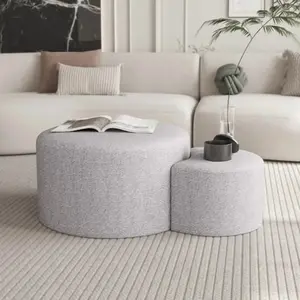 Upholstered Nesting Coffee Tables (Set of 2), Side Table for Living Room, Bedroom, Office, Beige