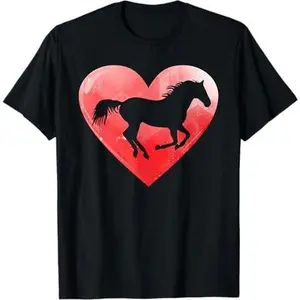 Horse Valentines Day Heart Women Horse Lover Equestrian Ride T-Shirt