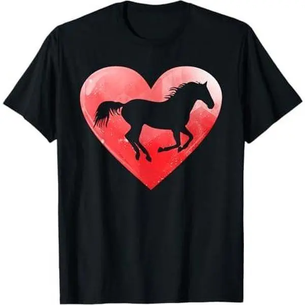 Horse Valentines Day Heart Women Horse Lover Equestrian Ride T-Shirt