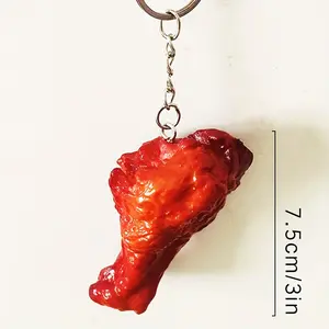 Realistic Resin Chicken Leg & Wing Keychain - Vibrant Orange Food-Grade Safe Backpack Charm, Durable Bag Accessory & Unique Gift for Foodies