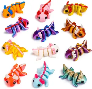 Summer Spring Gift 24pcs 3D Printed Axolotl Fidget Toys Flexible 3D Printed Axolotl Figures, Colorful 3D Printed Axolotls Stress Relief Set for Party Play Display Christmas Valentine's Day Gifts