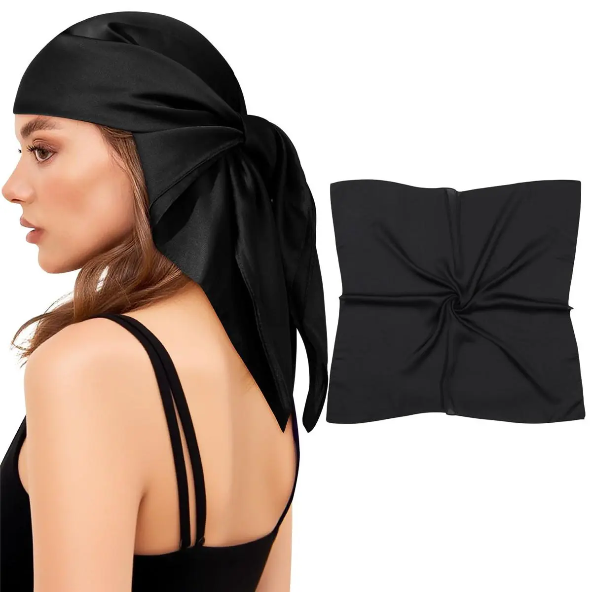 27.5" Square Satin Head Scarf Silk Feeling Hair Scarf Square Hair Bandanas Scarf Sleeping Head Wraps Kerchief for Women
