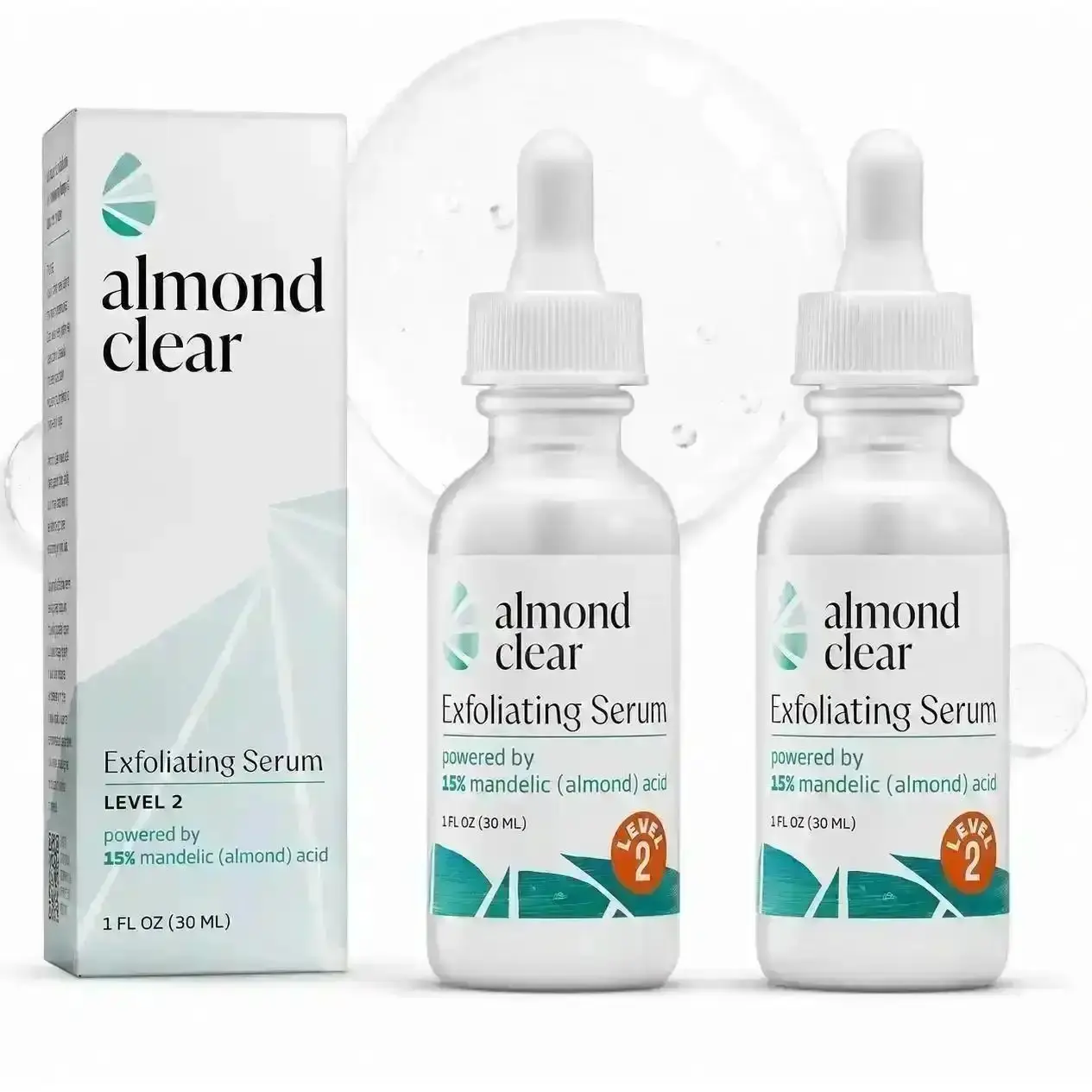 2 Bottles almond clear Level 2 Mandelic Acid Serum |   Body Acne Treatment, Clear Butt Acne, Folliculitis, Fungal Acne, Hyperpigmentation, Ingrown Hairs |   Daily Skincare, Safe for Sensitive Skin, Skin Repair, Fungus