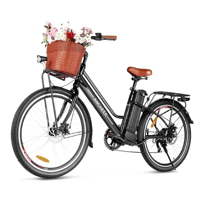 26'' Ancheer Electric Bike for Adults, 500W HIgh Speed Motor,with 48V/374Wh Battery, Up to 50Miles Step Through Commuter Ebike/Electric Bicycle with Basket, LCD Display - TikTok Shop 26'' Ancheer Electric Bike for Adults, 500W HIgh Speed Motor,with 48V/374Wh Battery, Up to 50Miles Step Through Commuter Ebike/Electric Bicycle with Basket, LCD Display - TikTok Shop