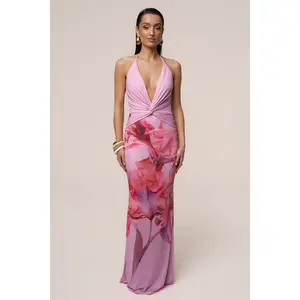 Pink Floral Coastal Bloom Maxi Dress