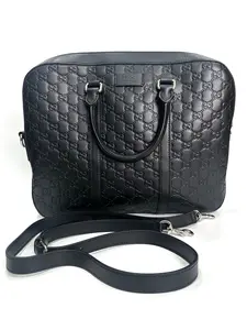 Pre-owned Gucci Black Embossed Leather Briefcase D0056