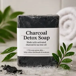 Charcoal Detox Soap – Activated Charcoal & Tea Tree Oil for Face & Body Cleansing Bar 4 oz Ideal for Acne-Prone Skin Handmade Soap - Facial