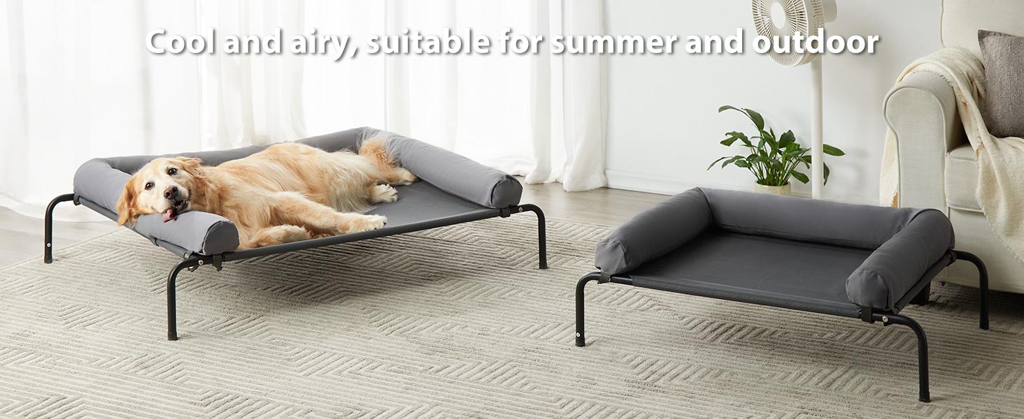 8.5 inches tall cooling elevated “Beat the Heat” dog bed for large dogs — waterproof raised dog cot with sloped headrest, breathable Teslin mesh, durable and portable pet bed for indoor and outdoor use, gray 8.5 inches tall cooling elevated “Beat the Heat” dog bed for large dogs — waterproof raised dog cot with sloped headrest, breathable Teslin mesh, durable and portable pet bed for indoor and outdoor use, gray