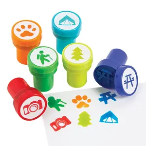 1 1/2" Camp Self-Inking Bright Color Plastic Stampers - 24 Pc.