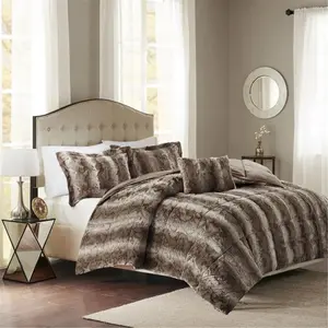 Madison Park Zuri Faux Fur Bedding Set - King Size, Chocolate Color Reptile & Amphibian Decoration, Bedding Sets, Unique Bedding Sets