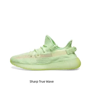 Fresh Neon Pastel Green Knit Low Top Trainers Breathable Seamless Stretch Mesh Shock Absorbing Matching Lime Ribbed Translucent Foam Outsole Comfort All-Day Sports Sneakers