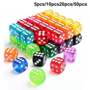 5/10/20/50pcs Colorful Dice, Six-Sided Dice for Board Games, 14mm Bulk Dice, Perfect for Parties and Board Games, Random Colors