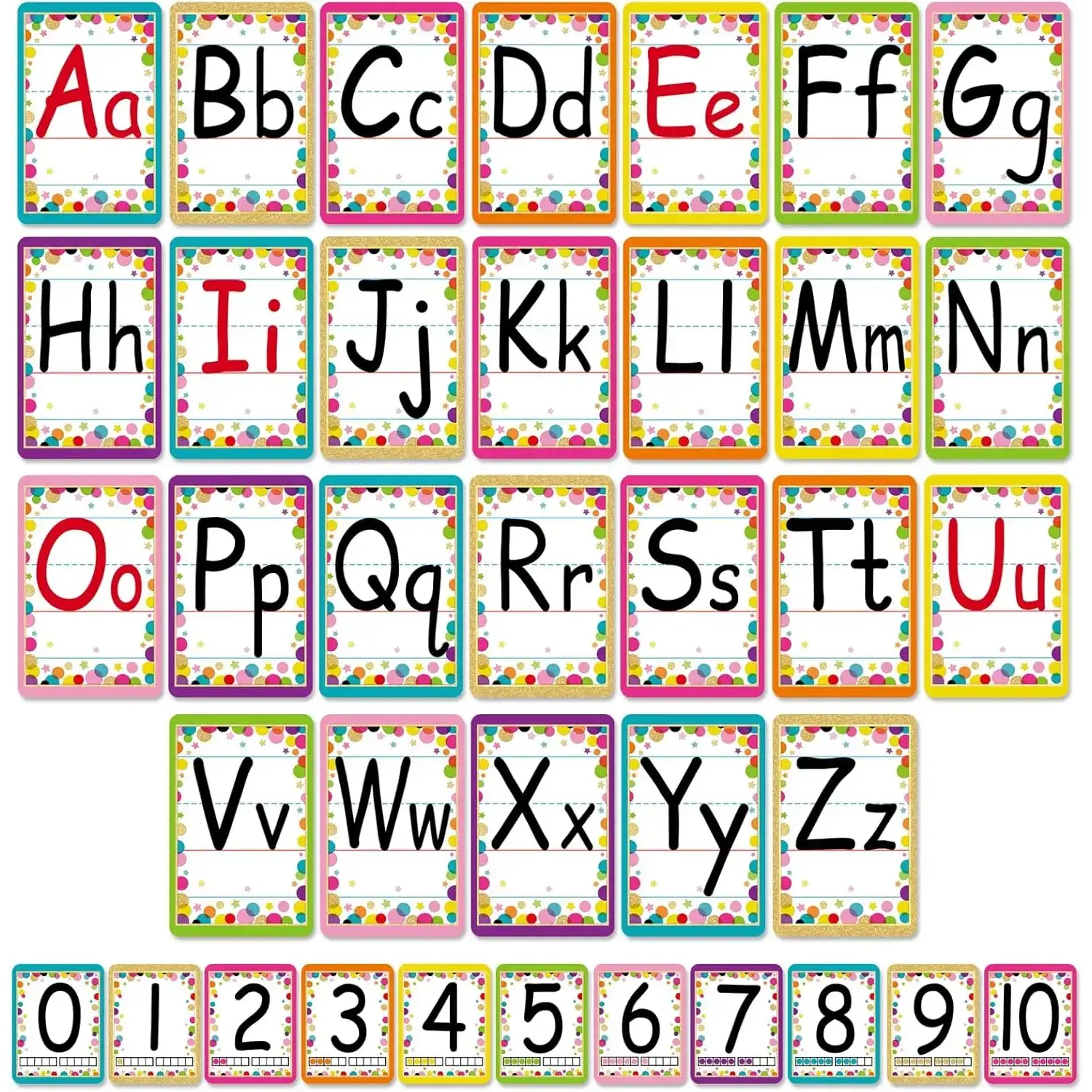 Bulletin Board Letters - ABC Alphabet Poster Classroom Decorating Set Toddler English Poster Kindergarten Elementary Classroom Nursery Home Wall Decoration（Multicolored Confetti）