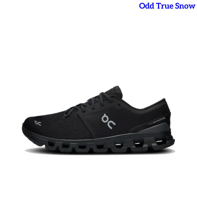 Low Top All Black Flexible Running Sneakers Breathable Perforated Knit Mesh Segmented Hollow Cushion Outsole Quick Tie Laces Lightweight Shock Absorbing Unisex Fitness Jogging Urban Daily Comfort Sport Footwear