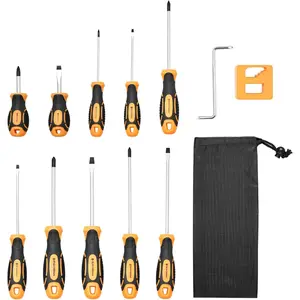 VEVOR Screwdriver Set, 12-Piece Hand Tools Set with Magnetic Tips, Includes 5 Phillips and 5 Flat Head Bits, Z-Type Bit, Professional Repair Tool Kit for Sockets, Furniture, Home Appliances, Bicycles
