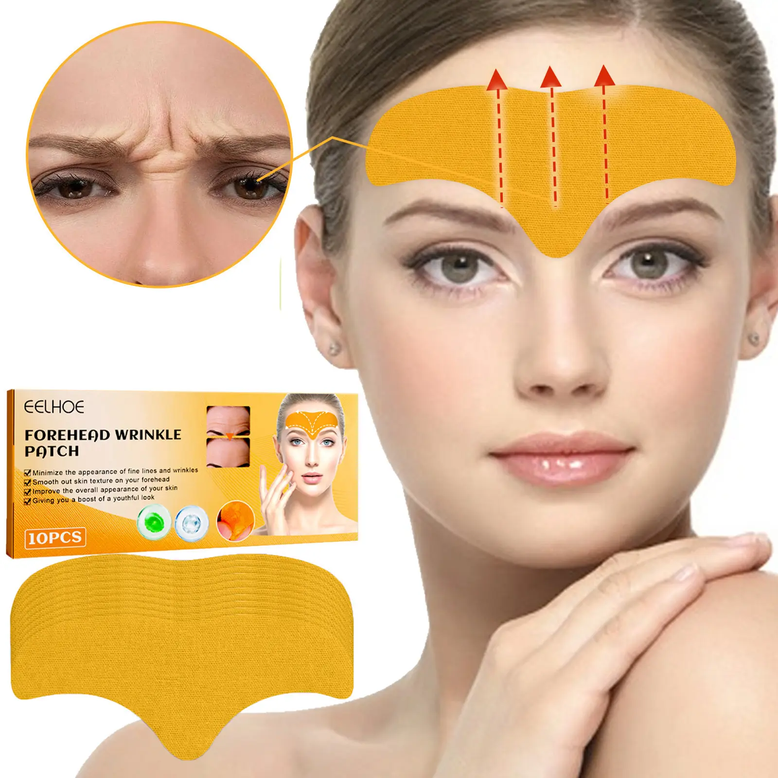 10PCS Forehead Skincare Patches, Hydrating Facial Patches for Daily Beauty Care, Moisturizing and Soothing Skin, Smooth-Looking Skin Care