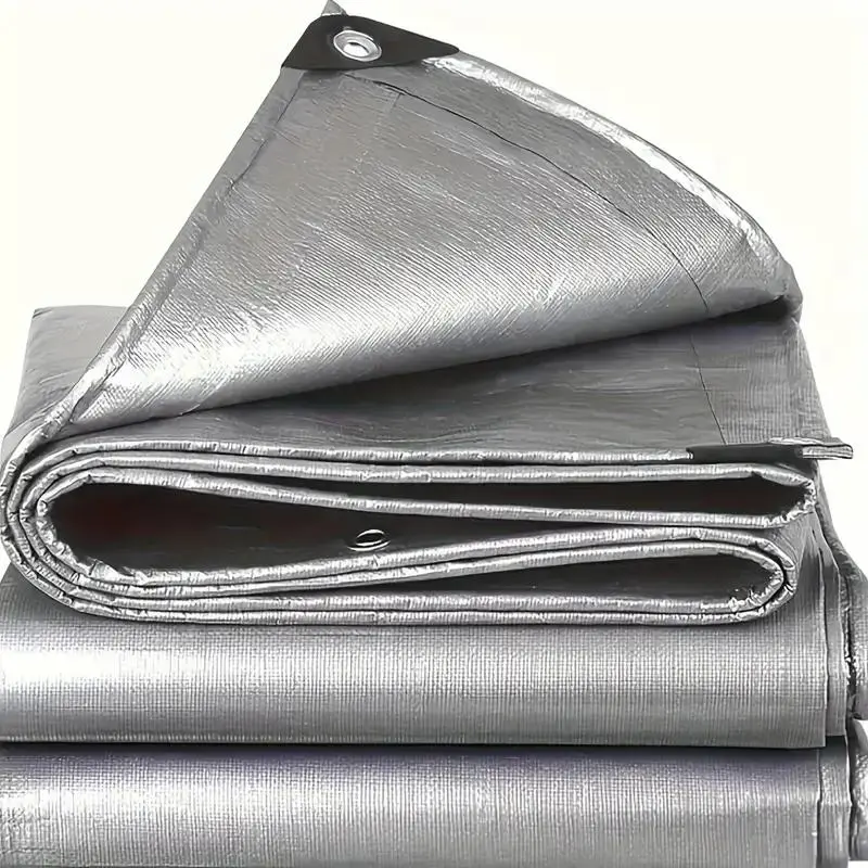 Silvery Thickened Waterproof Cloth, Multi-Purpose Polyester Material, Waterproof and UV-Resistant, Tear-Resistant Fabric for Camping, Roofs, and Boats