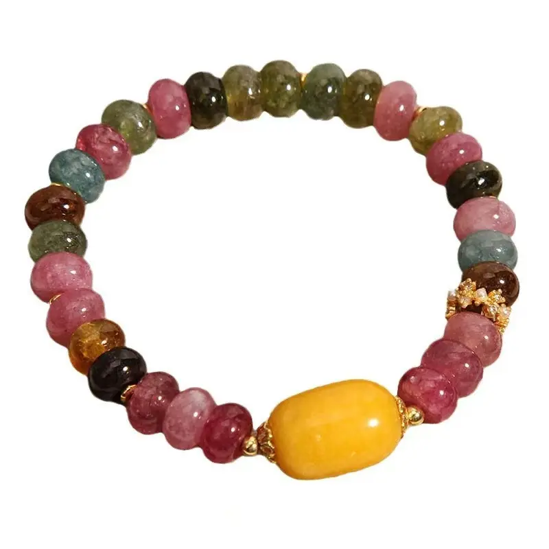 Natural Jade Color Optimization Jasper Abacus Jade Bracelet Women's Niche Light Luxury Exquisite Topaz Bracelet
