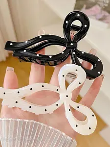 2pcs women's butterfly bow hair claws, Super Cute Clips, fashionable polka dot decoration, back of the head bun hair, elegant temperament suitable for parties, afternoon tea, offices, campuses, daily casual hair accessories