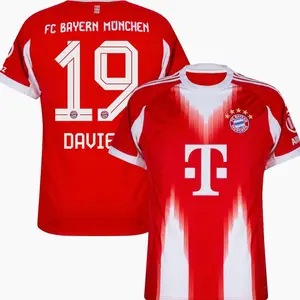 Davies 19  Unisex Red Soccer Jersey Personalized Name & Number Football Shirt Unisex Breathable Fan Style Tee 2025/2026 Home
