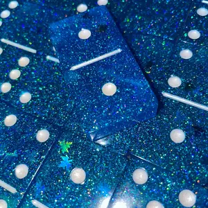 Blue Autumn Dominoes/White Dots