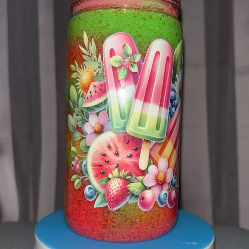 Watermelon Popsicle Slushy Tumbler | Summer Snow Globe Cup