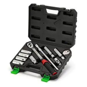 11Pcs 3/8" Drive Spark Plug Socket Set with Click Torque Wrench, Spark Plug Gapper, Universal Joint, Extension Bar, 9/16", 5/8", 3/4", 13/16", 14, 16 and 18mm, CR-V Sockets with Rubber Rings