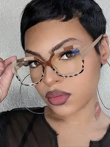 Women's Square Large Frame Glasses, Fashion Eyeglasses, Anti-Blue Light Eyewear, Lightweight Comfortable Fit, Ideal for Computer Use and Office Work