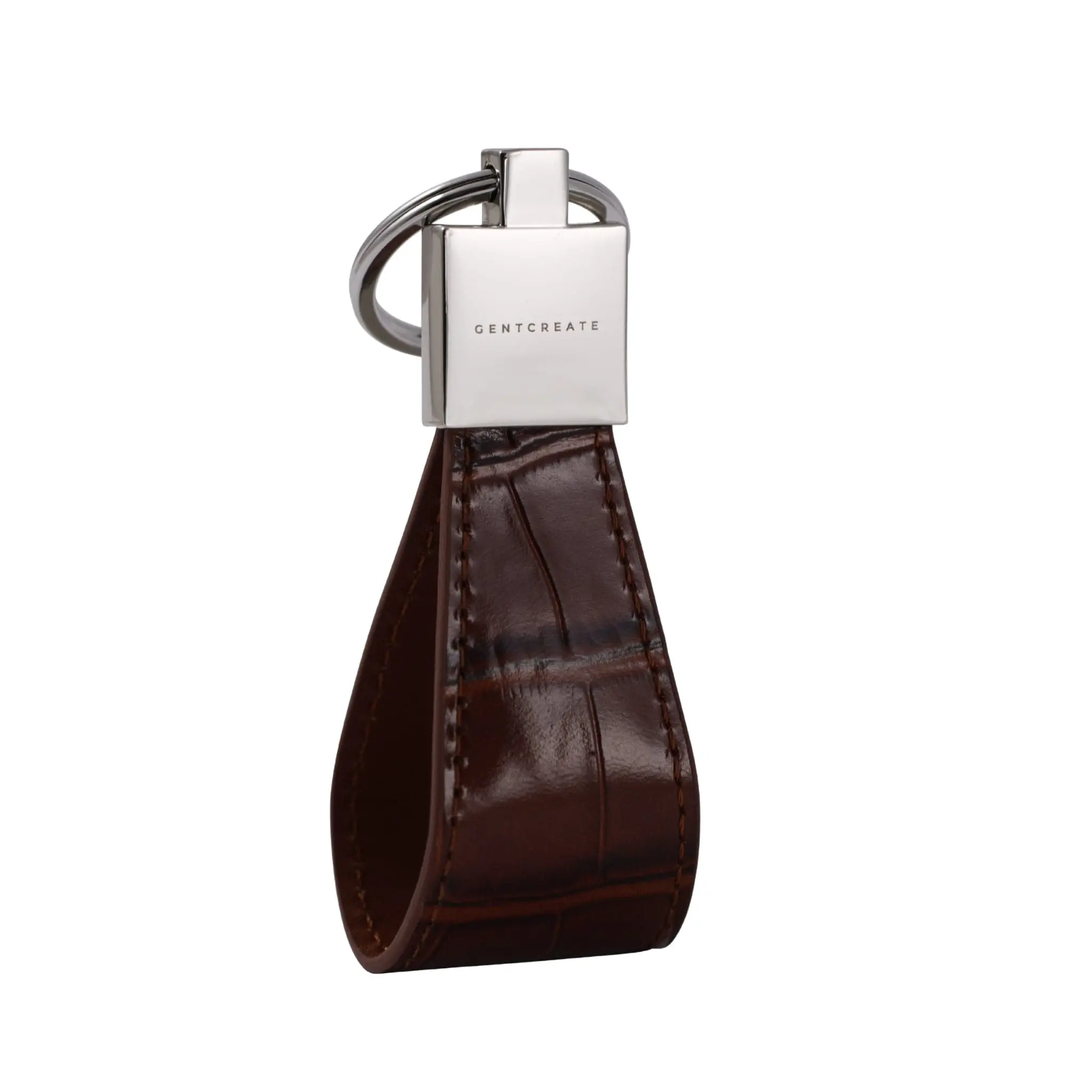 Calfskin Leather Crocodile Pattern Leather Keychain
