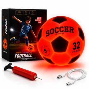 Rechargeable LED Light Up Soccer Ball Glow in the Dark - Size 5 Football with Pump, Auto Color Changing Lights for Night Games, Soccer Tournament Fun & Gift Ide