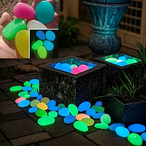 Set of 16 32 48 Extra-Large, Dreamy, Glowing Pebbles for Garden Paths, Aquariums, and Starry Night Lighting-Perfect for Home and Outdoor Decor