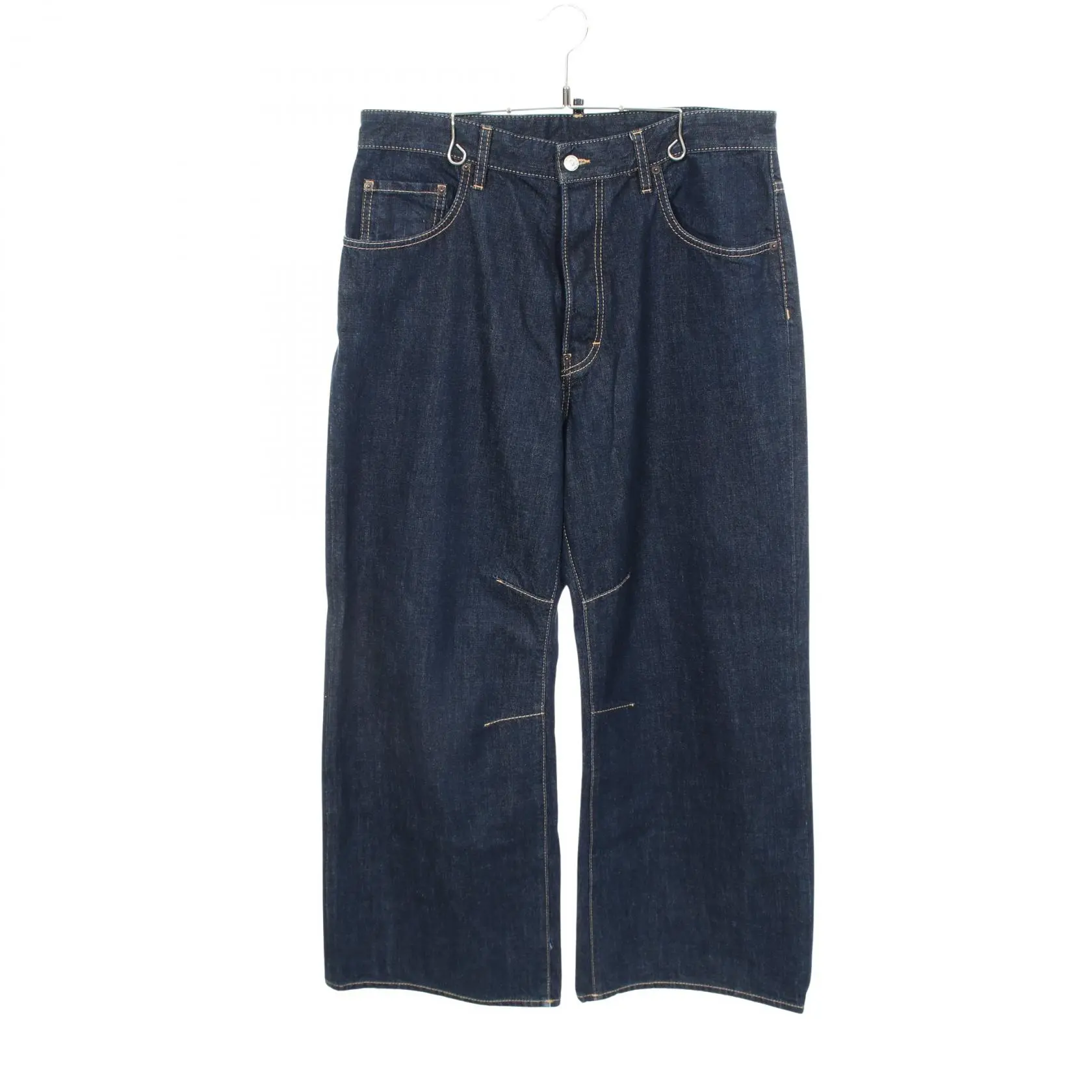 Pre-owned DSQUARED2 Cotton Small Leather Goods Logo Embroidered Wide Denim Pants 2107262120900124434