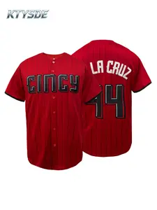 KTYSDE CINCY 44 Embroidered Baseball Jersey Men Women Vintage Red Striped Stitched Sports Shirt Casual Breathable Baseball Uniform For Party Daily Outdoor Wear