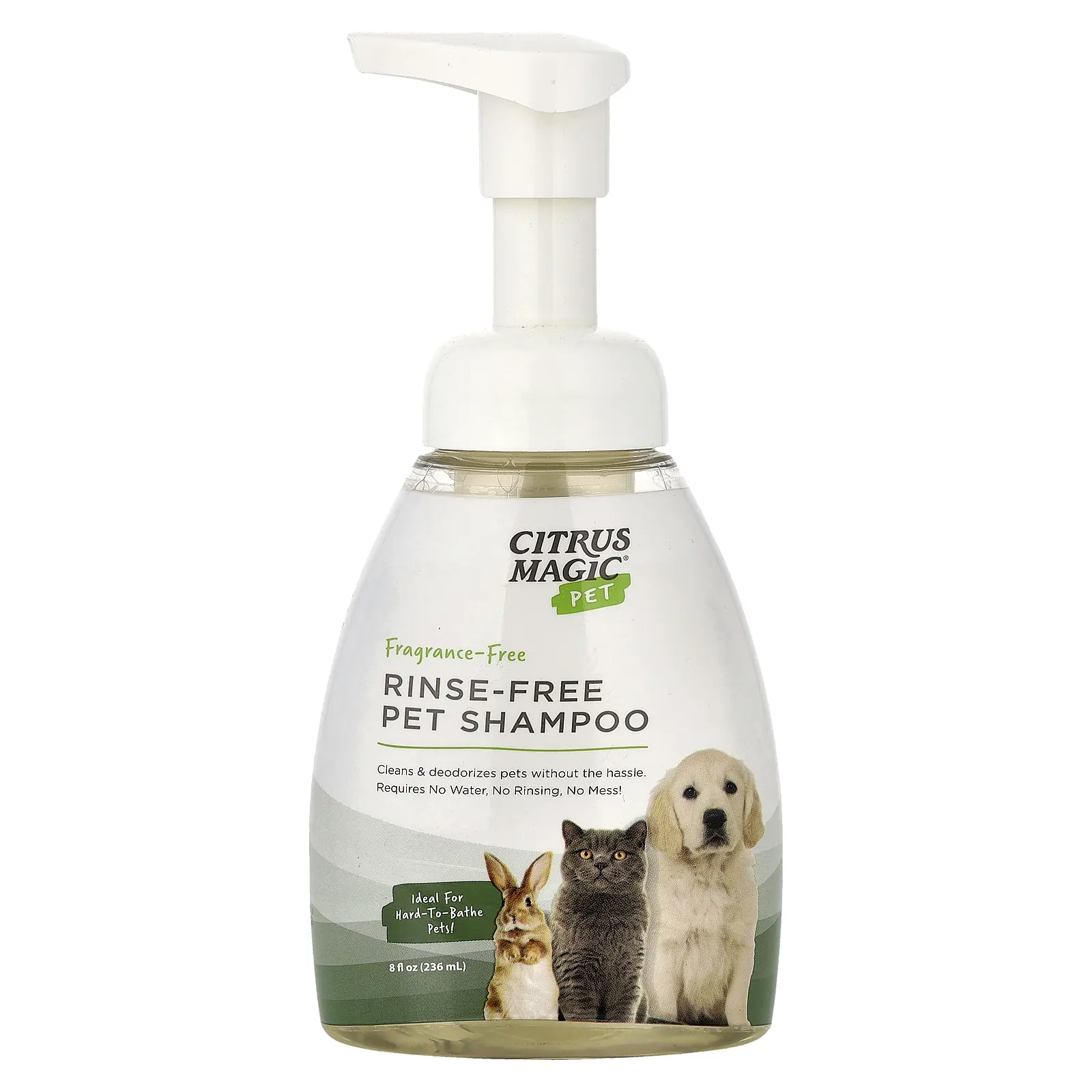 Citrus Magic Pet, Rinse-Free Pet Shampoo, Fragrance-Free, 8 fl oz (236 ml)
