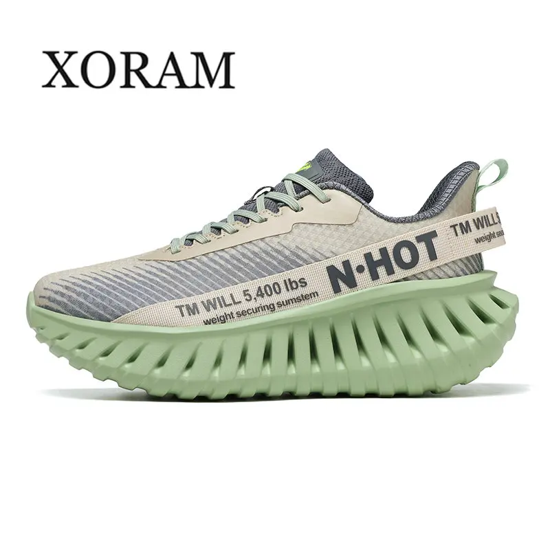 XORAM Men's Thick-Sole Mesh Gym Shoes - Comfortable Athletic Trainers for Outdoor Walking, Training (Model A525-1), Gym Shoe