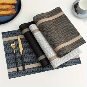 4pc Heat Resistant Non-Slip Washable Placemats, PVC Insulation Mats, Durable Tableware Protection, Ideal for Dining, Kitchen & Home Use