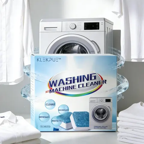 Household Washing Machine Cleaner Descaler Tablets Pack (12-Tablets/1 Box, 24 Months Shelf Life) - Natural Deep Cleaning, Anti-Bacterial, Septic-Safe, Eco-Friendly Deodorizer for HE Front & Top Load Washers, Cleans Drum, Gasket, Tub Seal