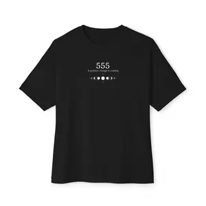 Oversized Tee, 555 Angel Number T-Shirt, Positive Change Shirt, Unisex Box Tee, Numerology Top, Spiritual Clothing, Inspirational Tee